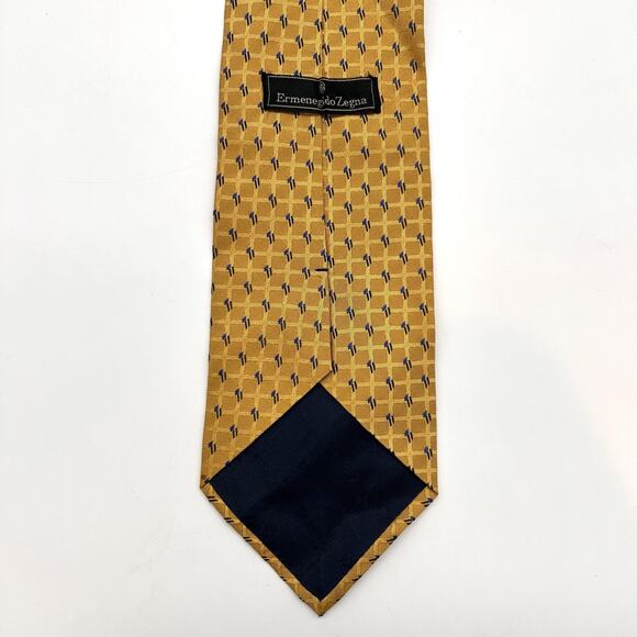 Ermenegildo Zegna Tie Mens Silk Made in Italy Geometric Pattern Classic Necktie - Picture 2 of 6